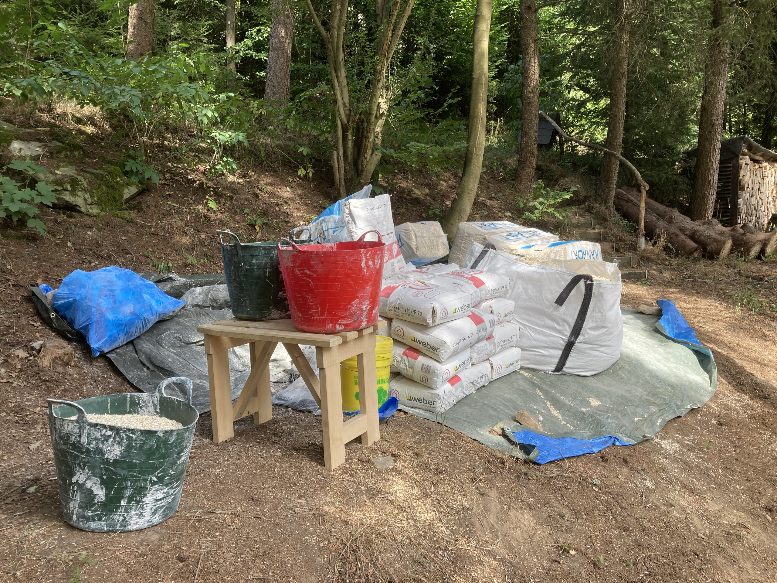 two almost full 40ltr buckets of hemp