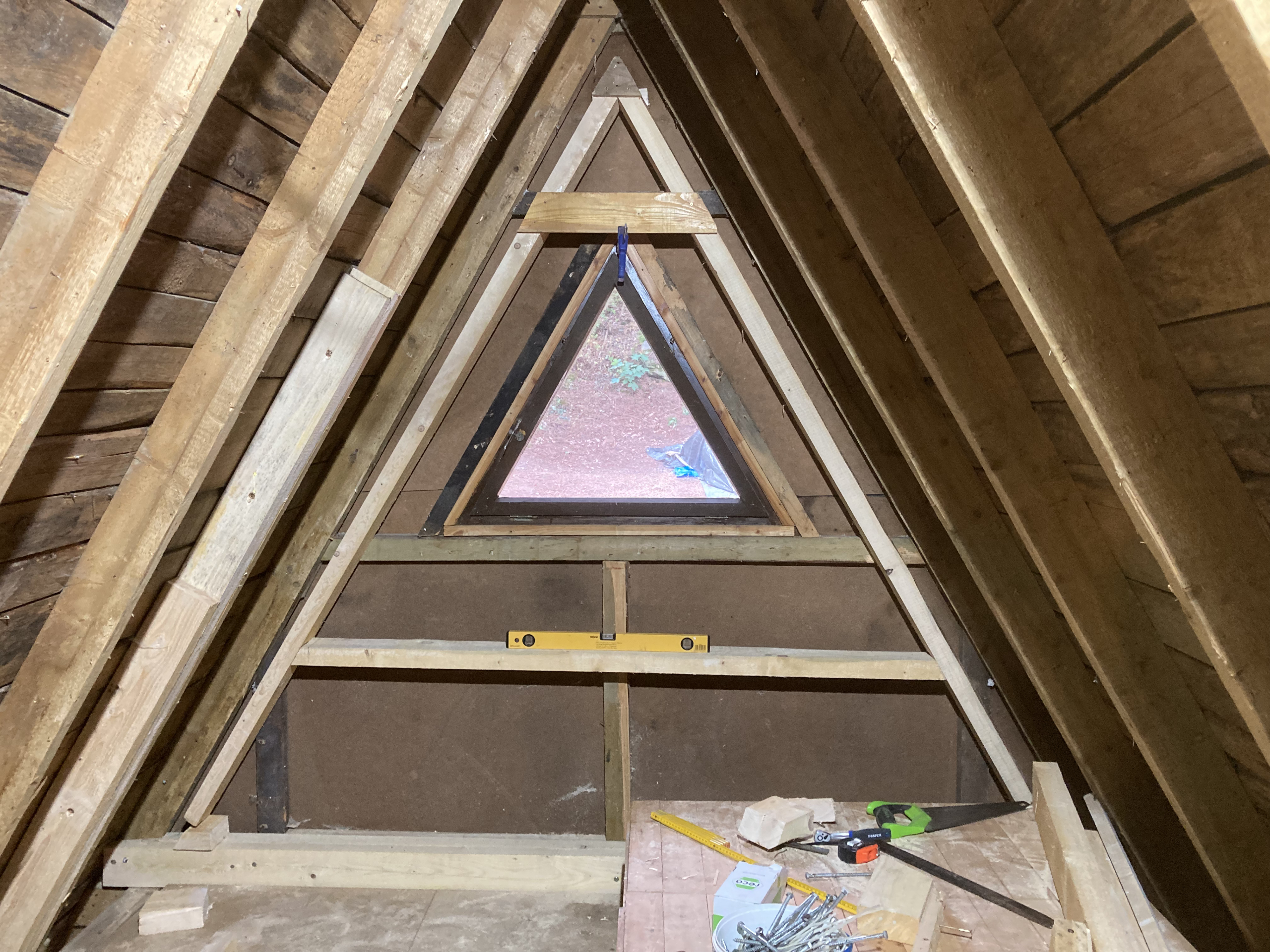 Frame for North end Triangular window