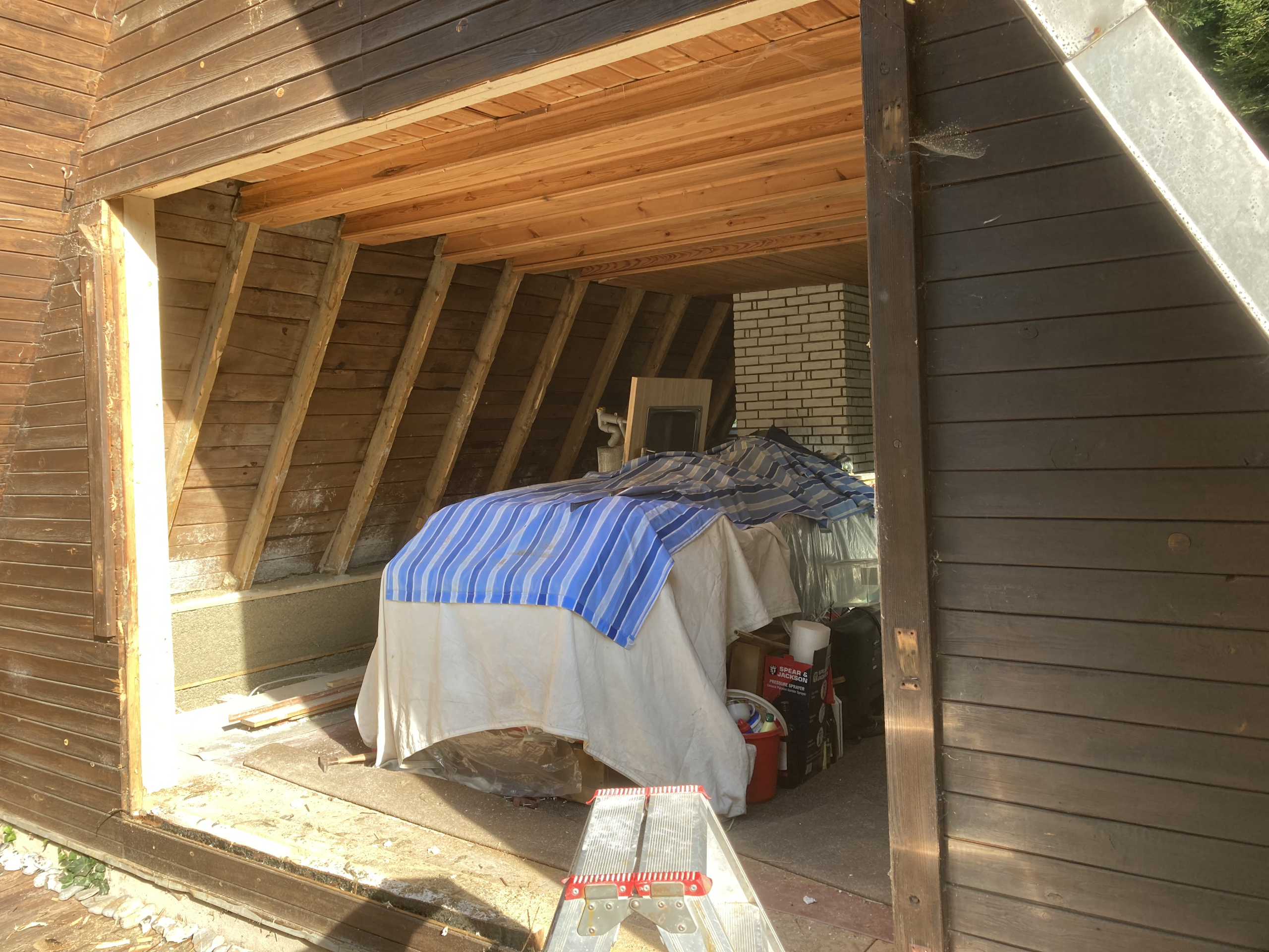 Balcony window and door removed ready for new patio doors
