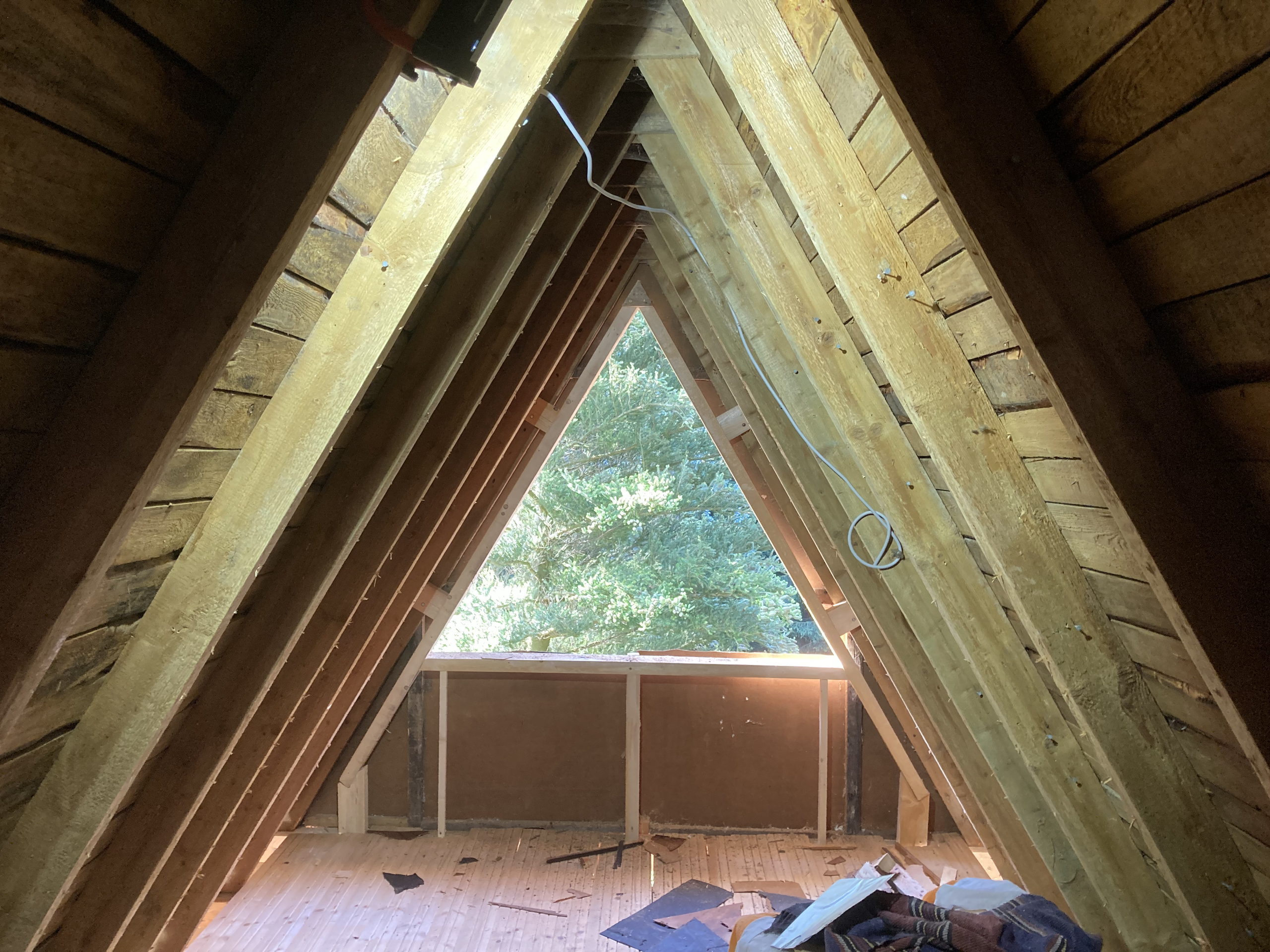 Ready to install new larger triangular window